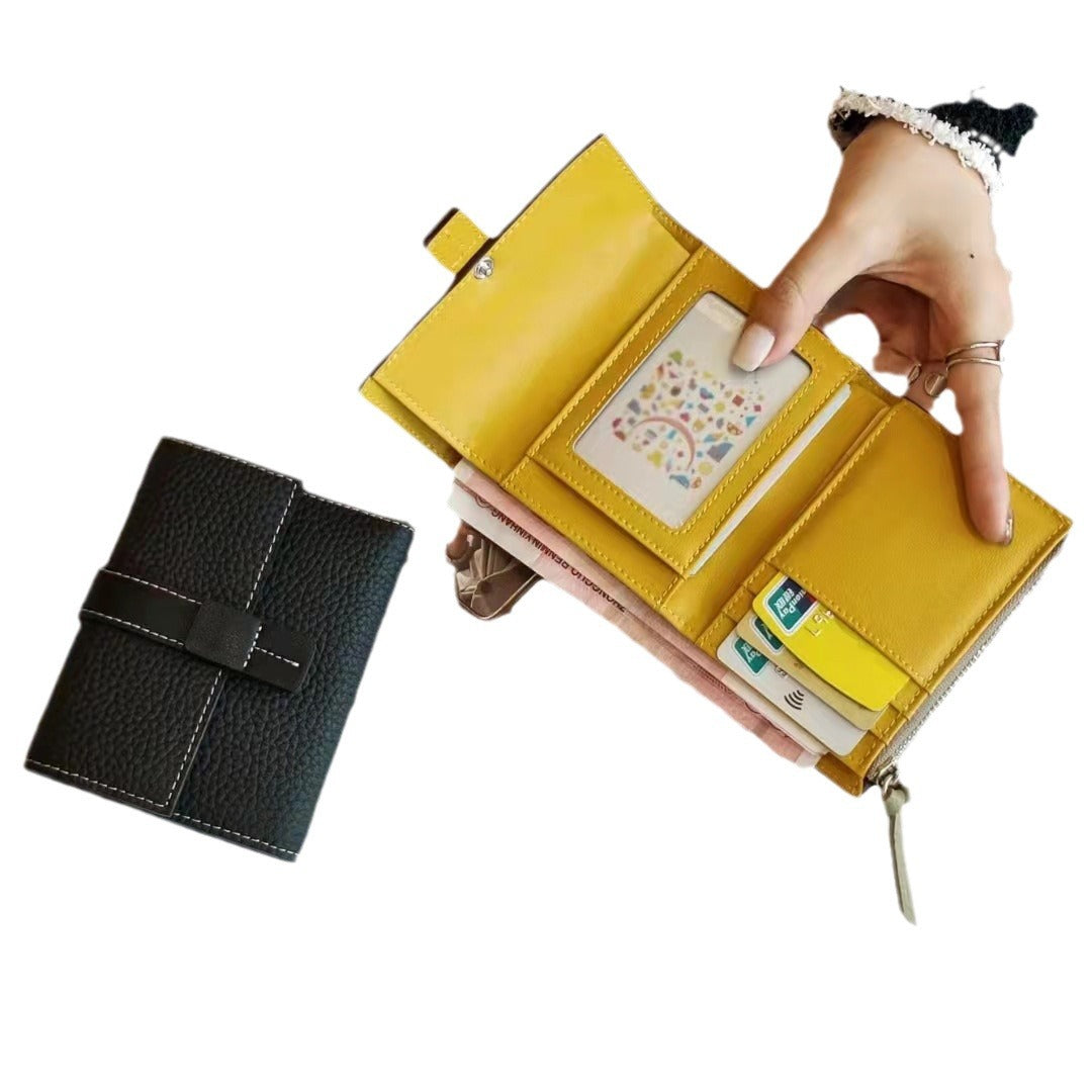 Women's Short First Layer Cowhide Clutch Long Handbags