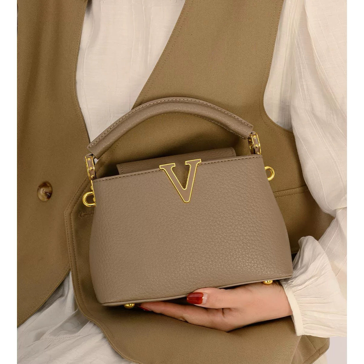 Women's High-grade Lychee Pattern Leather Summer Fashionable Crossbody Bags
