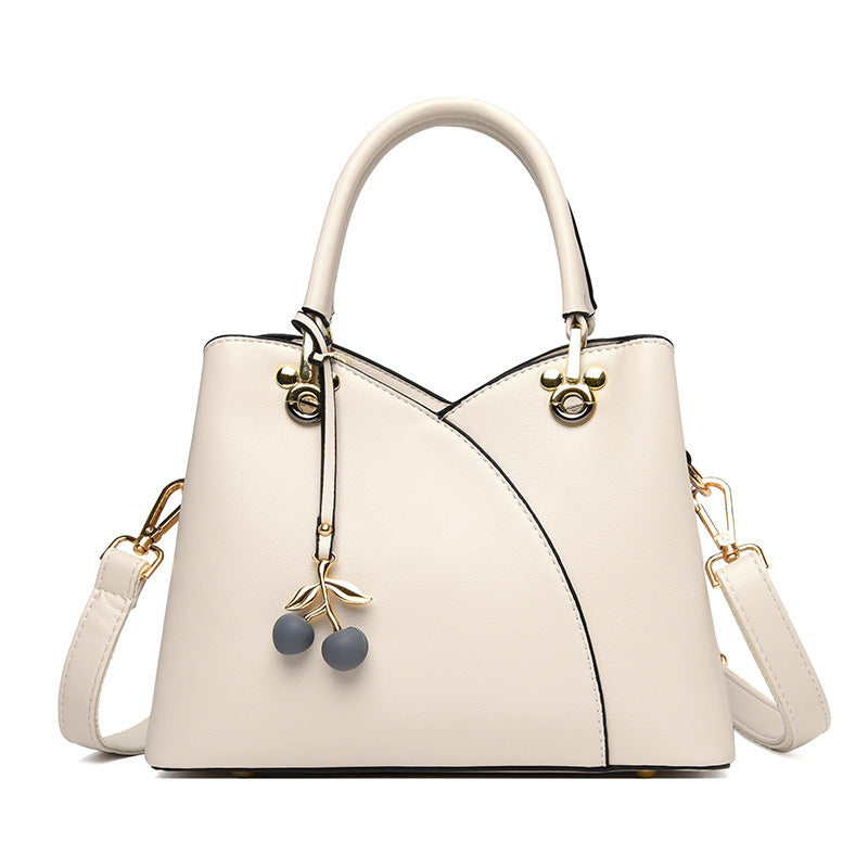 Women's Style Trendy Solid Color Stitching Soft Handbags