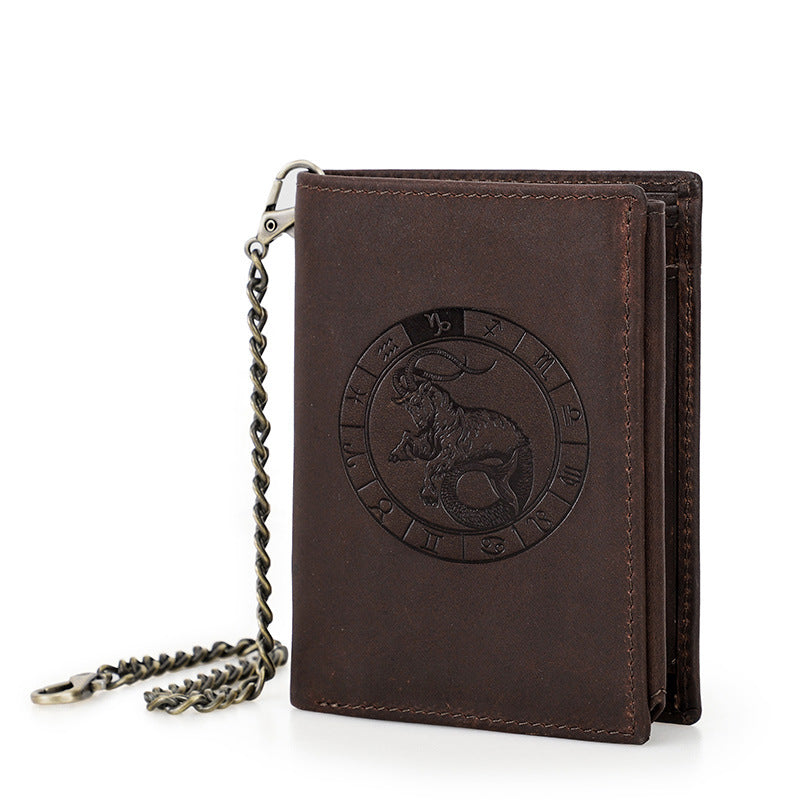 Men's Man Retro Crazy Horse Vertical Twee Men's Wallets