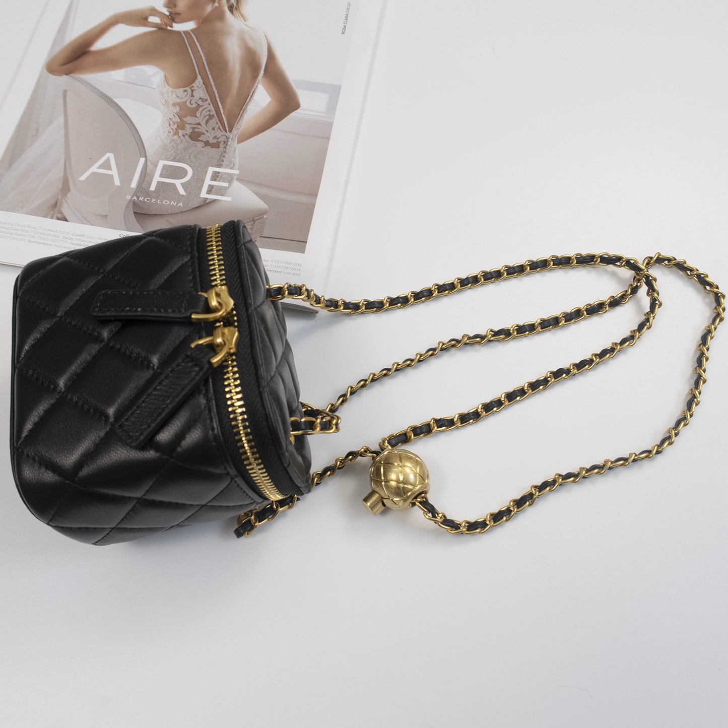 Women's Classic Style Box Golden Ball Rhombus Chain Sheepskin Mini Crossbody Bags
