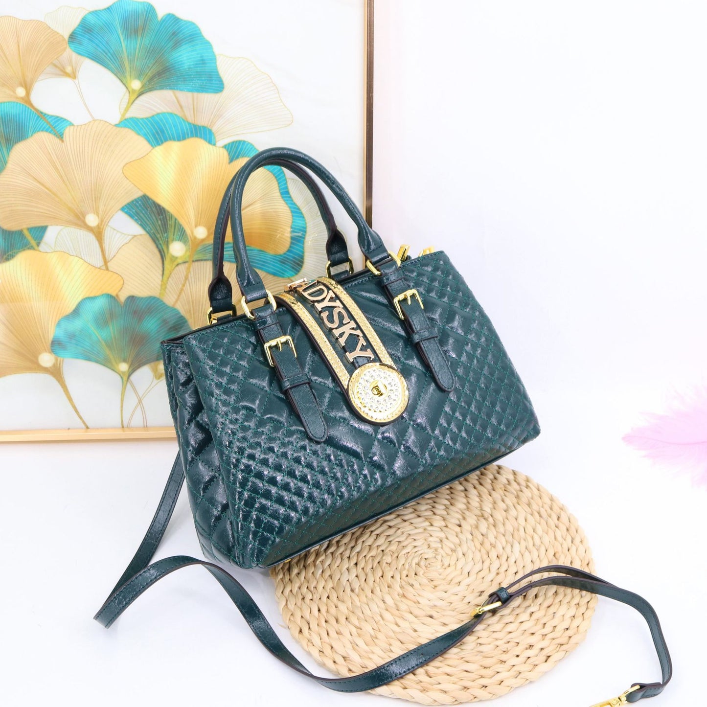 Women's Embroidery Thread Pu Leather Diamond Large Handbags