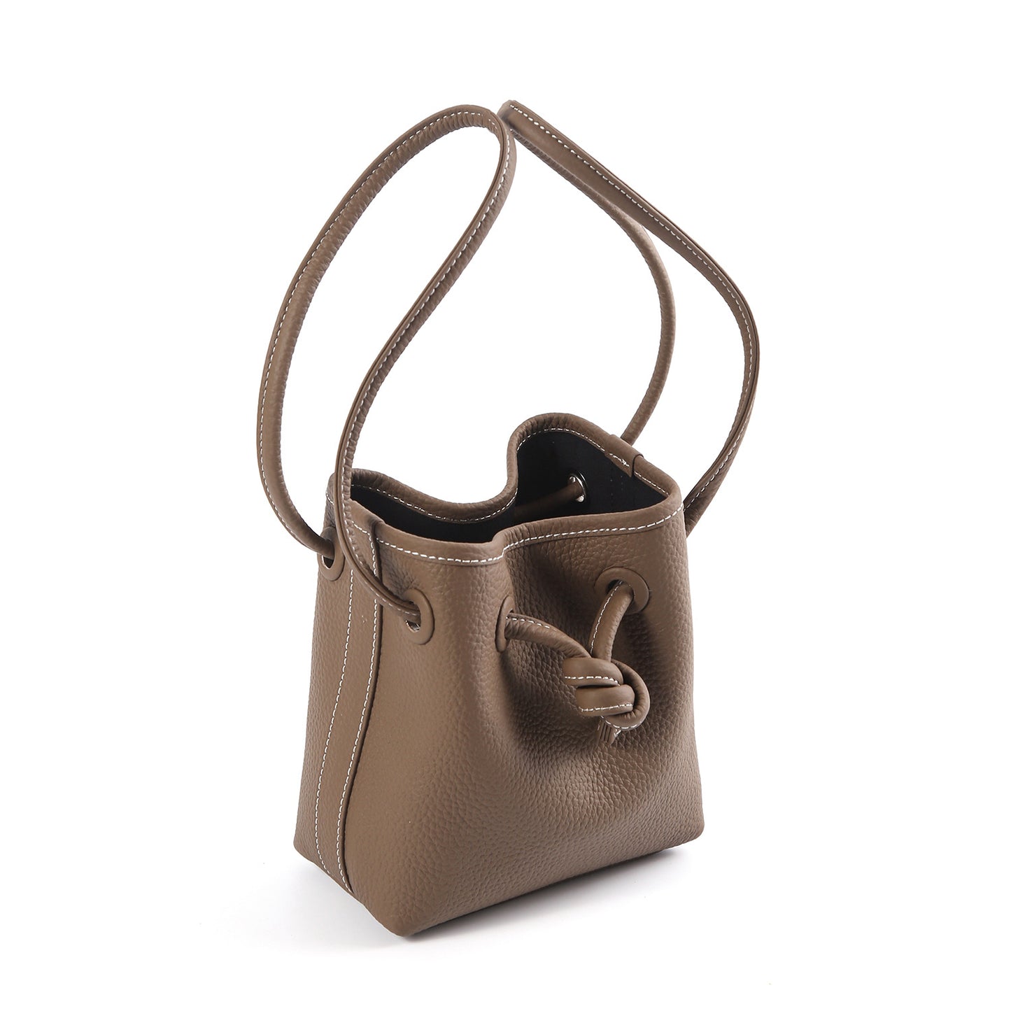Women's Niche First Layer Cowhide Drawstring Bucket Bags