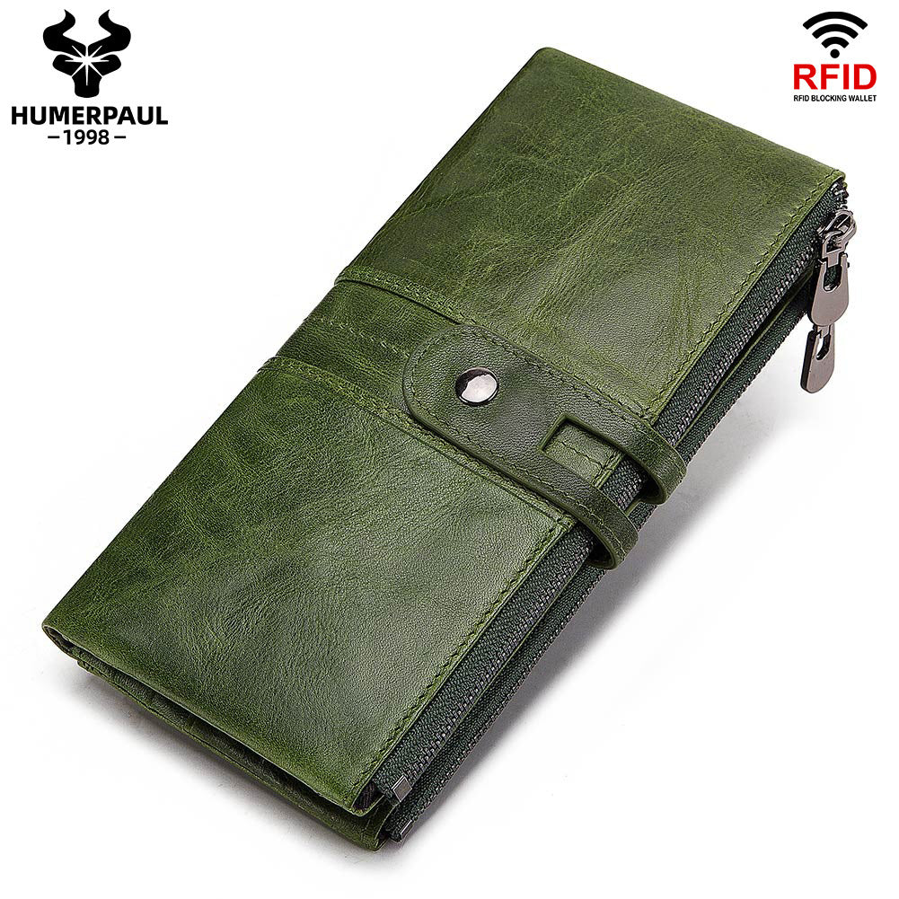Women's Antimagnetic Clutch Top Layer Cowhide Long Ladies Wallets