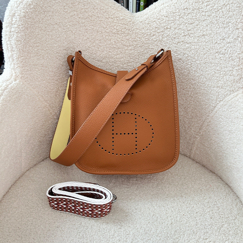 Women's Genuine Leather First Layer Cow Wide Crossbody Bags