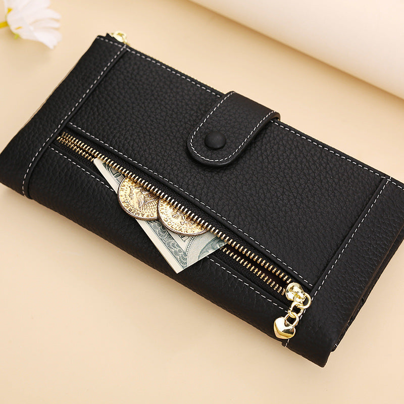 Multifunctional Fashion Top Layer Leather Two-fold Ladies Wallets