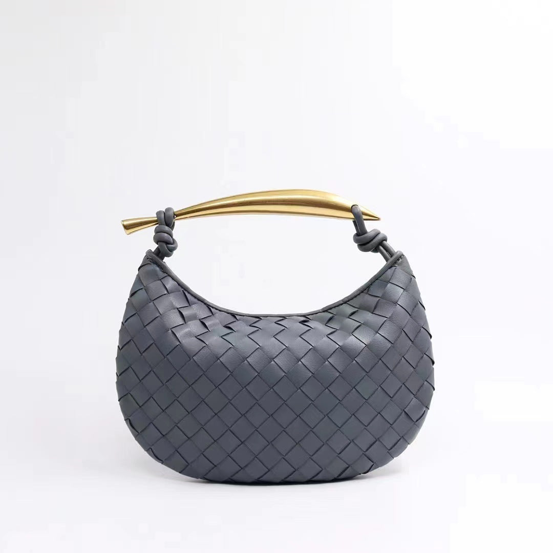 Pleated Cowhide Woven Large Capacity White Handbags