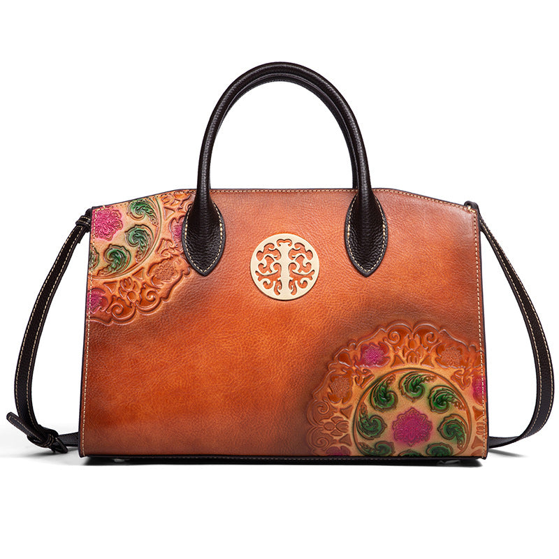 Women's Retro National Style Fashion Big Brushed Handbags