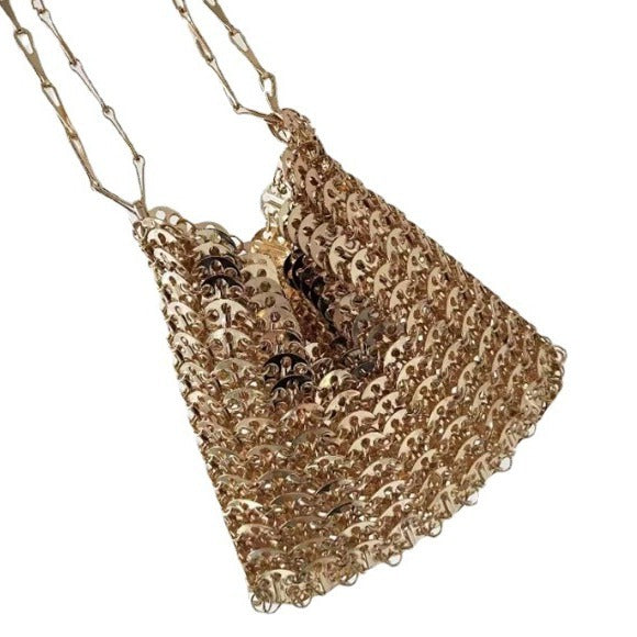 Women's Retro Metal Sequins Chain Hand-woven Sequin Underarm Shoulder Bags