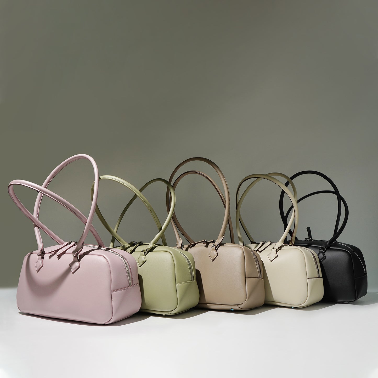 Spring Cowhide Bowling Simple Commute Versatile Handbags