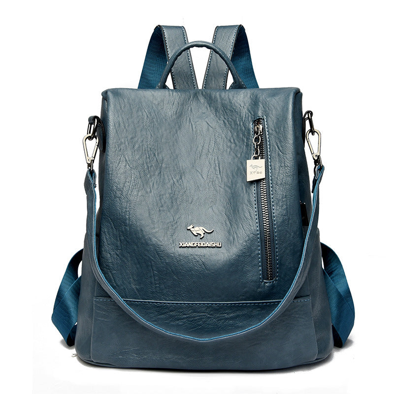 Women's Soft Leather Fashion Korean Style Large Backpacks