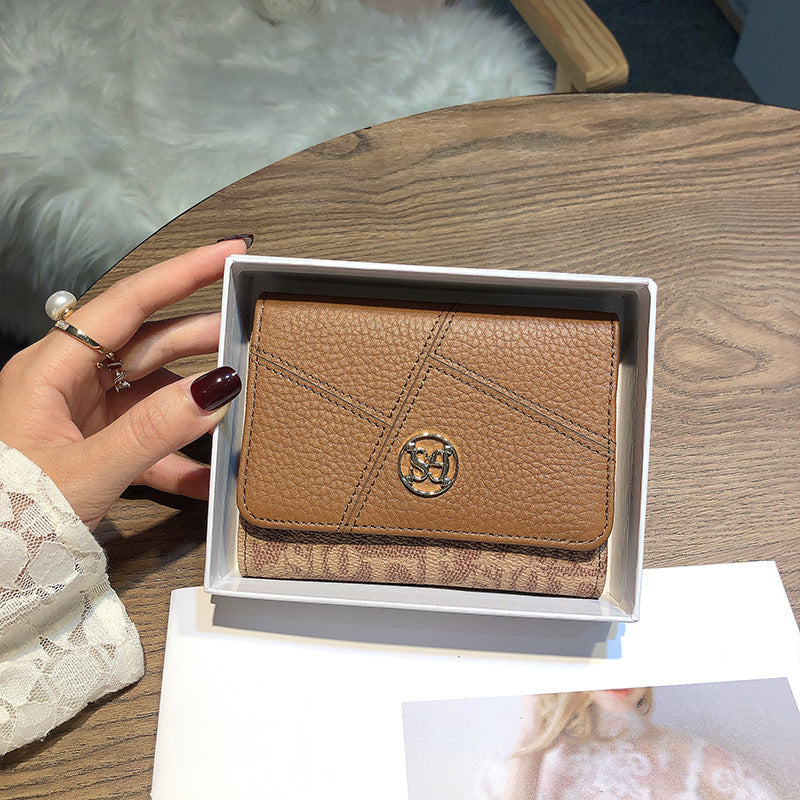 Women's Short Genuine Leather Fashion Tri Fold Ladies Wallets