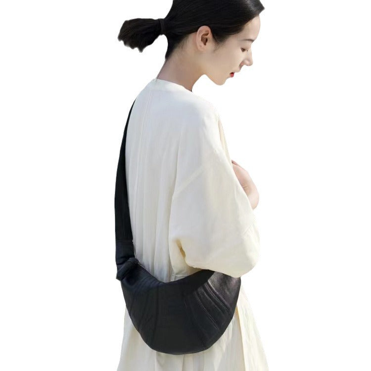 Layer Genuine Leather Dumpling Simple Elegant Neutral Crossbody Bags