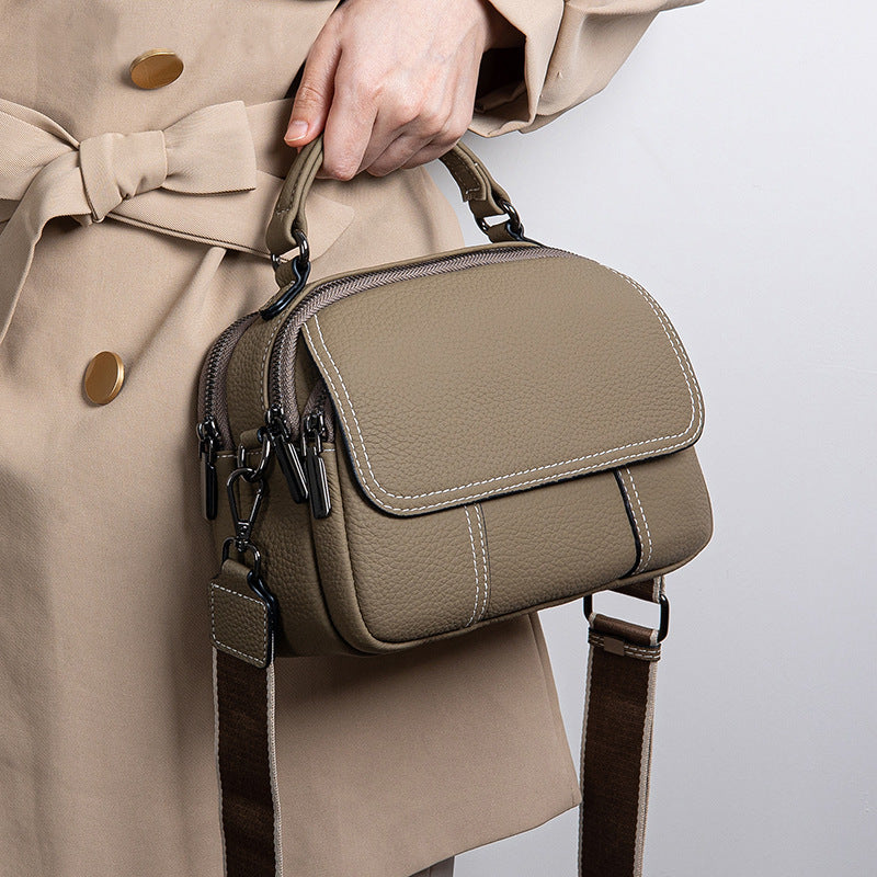 Women's Genuine Leather Lady's Round Fashion Korean Shoulder Bags