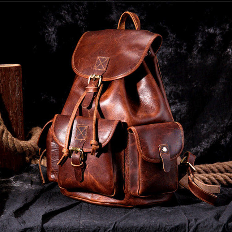 Women's & Men's & Crazy Horse Leather Leisure Large Backpacks