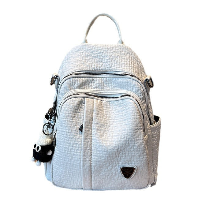 Women's White Soft Cover Leisure Fashion Backpacks