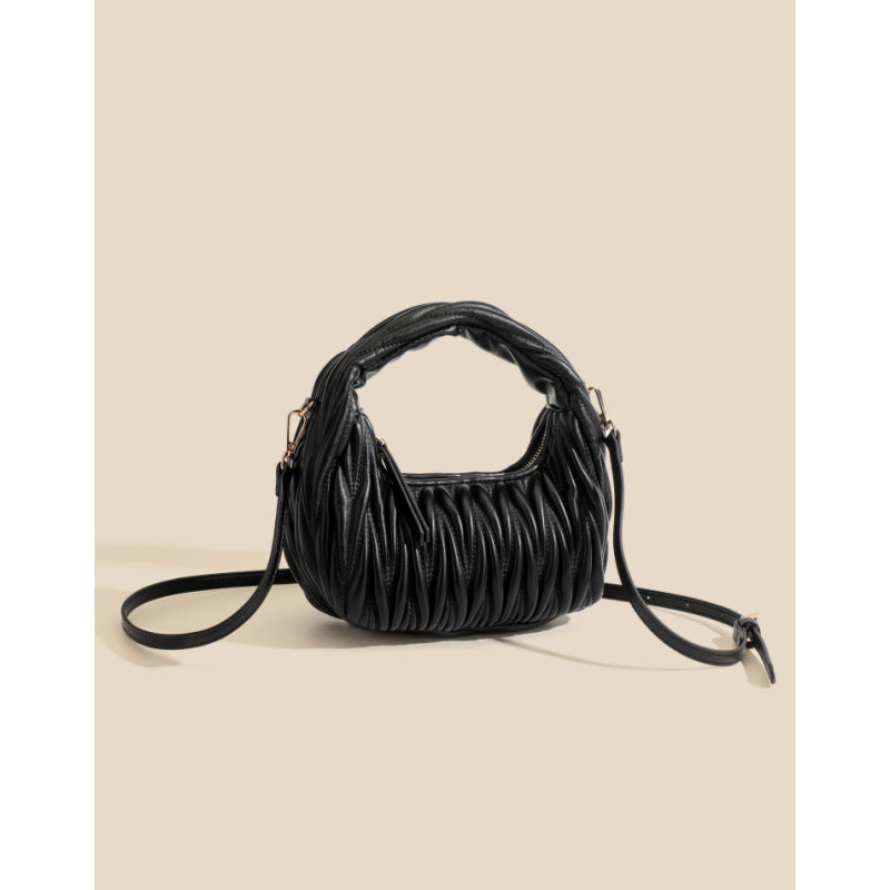 Women's Hand Holding Summer Pleated Crescent Cloud Crossbody Bags