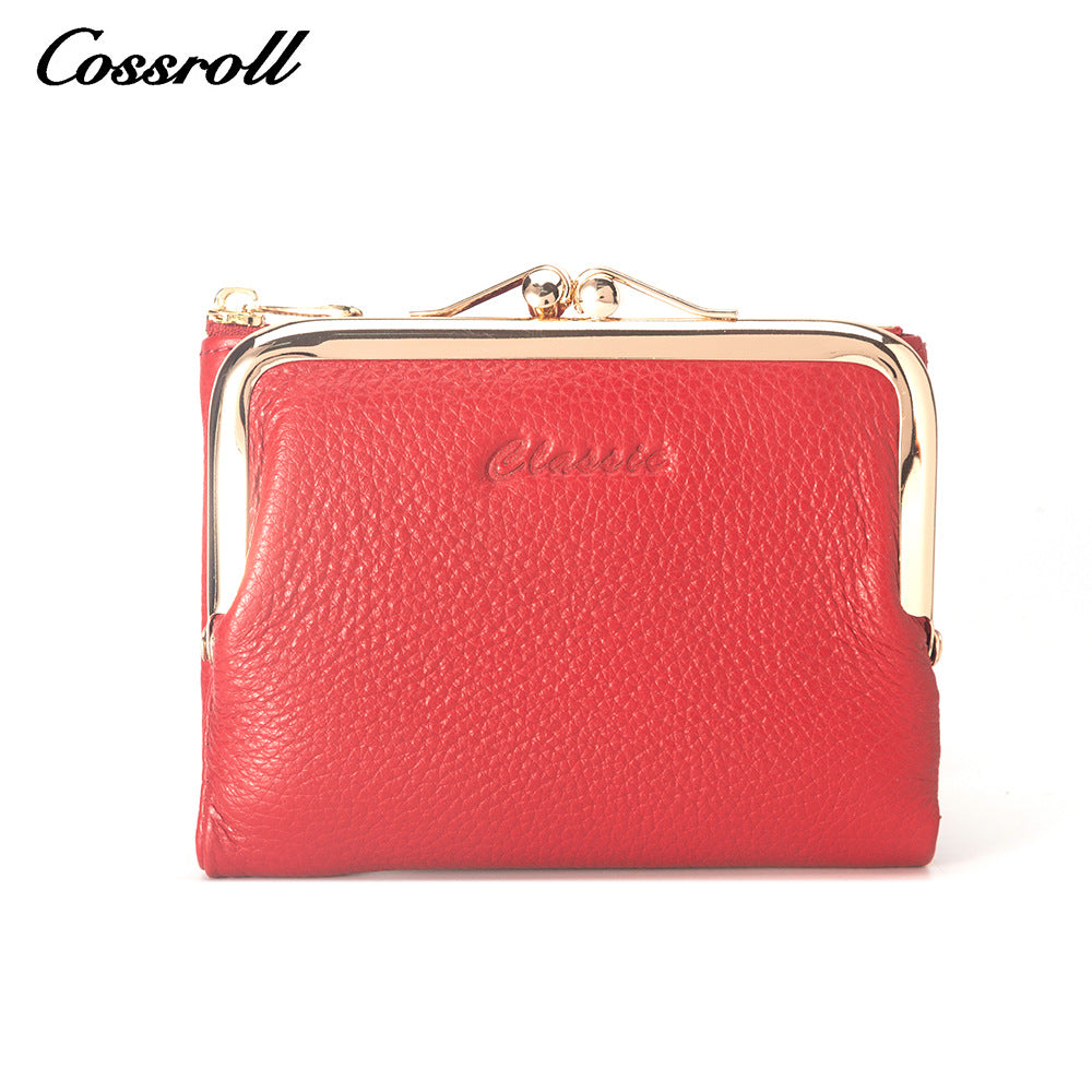 Women's Fashion Genuine Leather Multiple Slots Short Ladies Wallets
