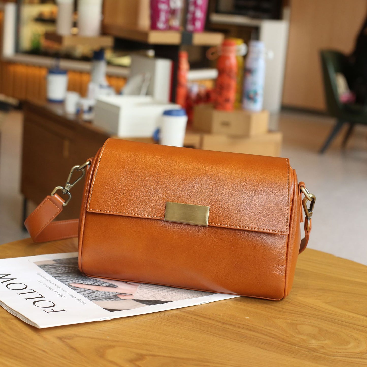 Women's Tanned Leather Cow Single Lady's Fashion Shoulder Bags