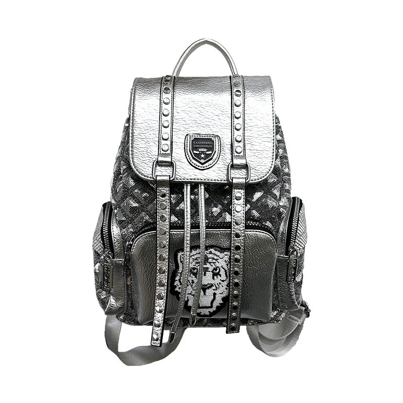 Women's Sequin Trendy Unique Versatile British Style Backpacks