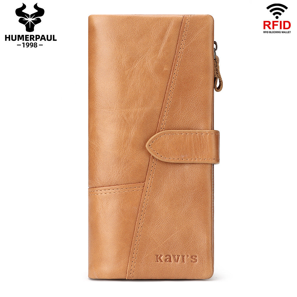 Women's Fashion Mobile First Layer Cowhide Clutch Ladies Wallets