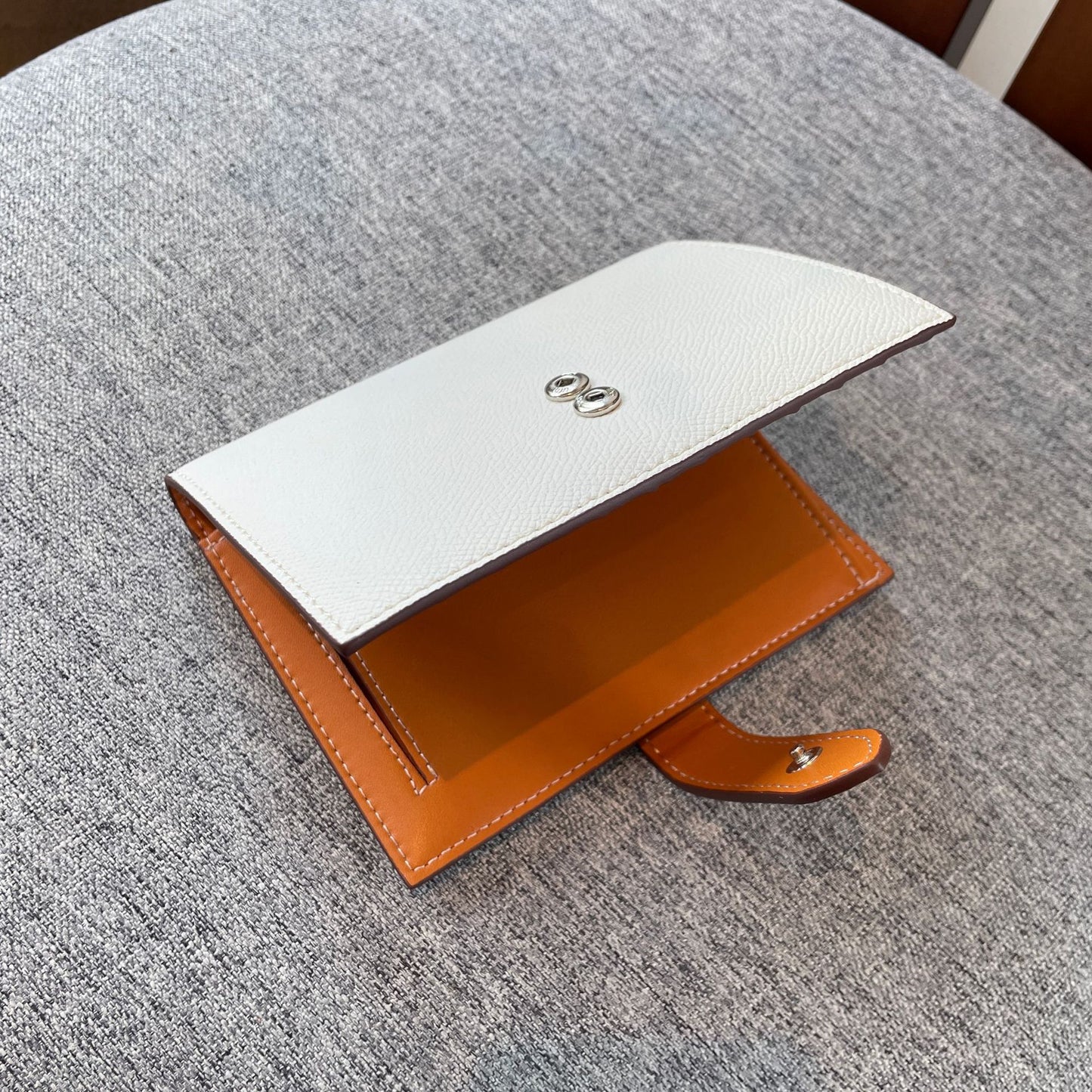 Cowhide Change Contrast Color Design Large Card Holder