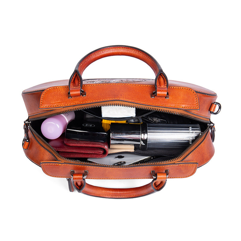 Women's First Layer Cowhide National Style Niche Handbags