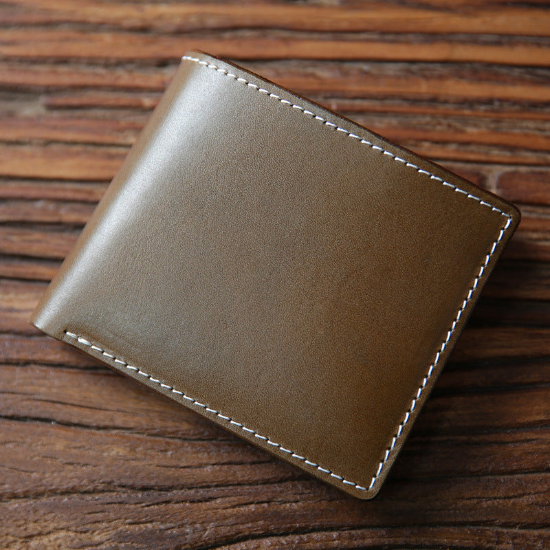 Men's Handmade Vegetable Tanned Leather Short Zip First Layer Men's Wallets