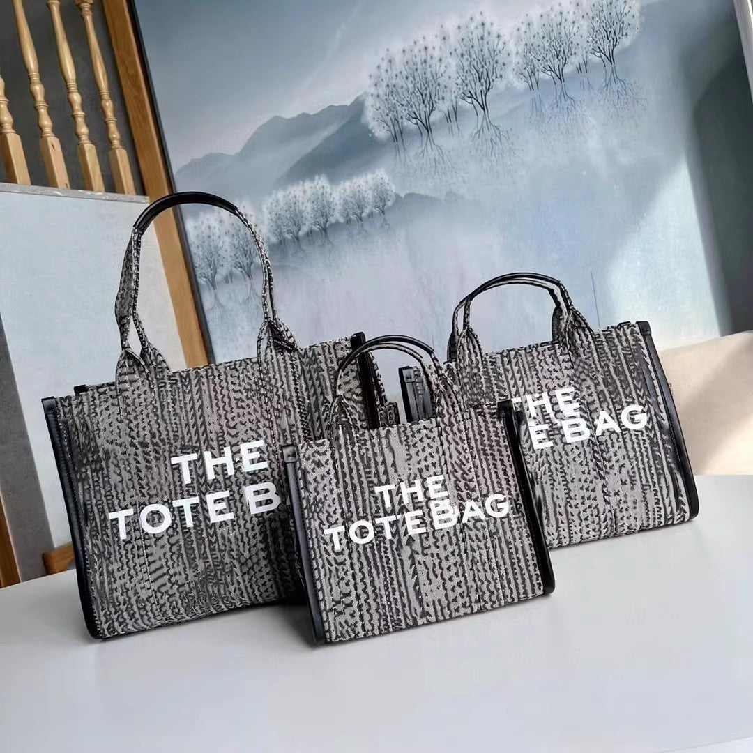 Women's Horse Letter Jacquard Canvas Shopping Commuter Shoulder Bags
