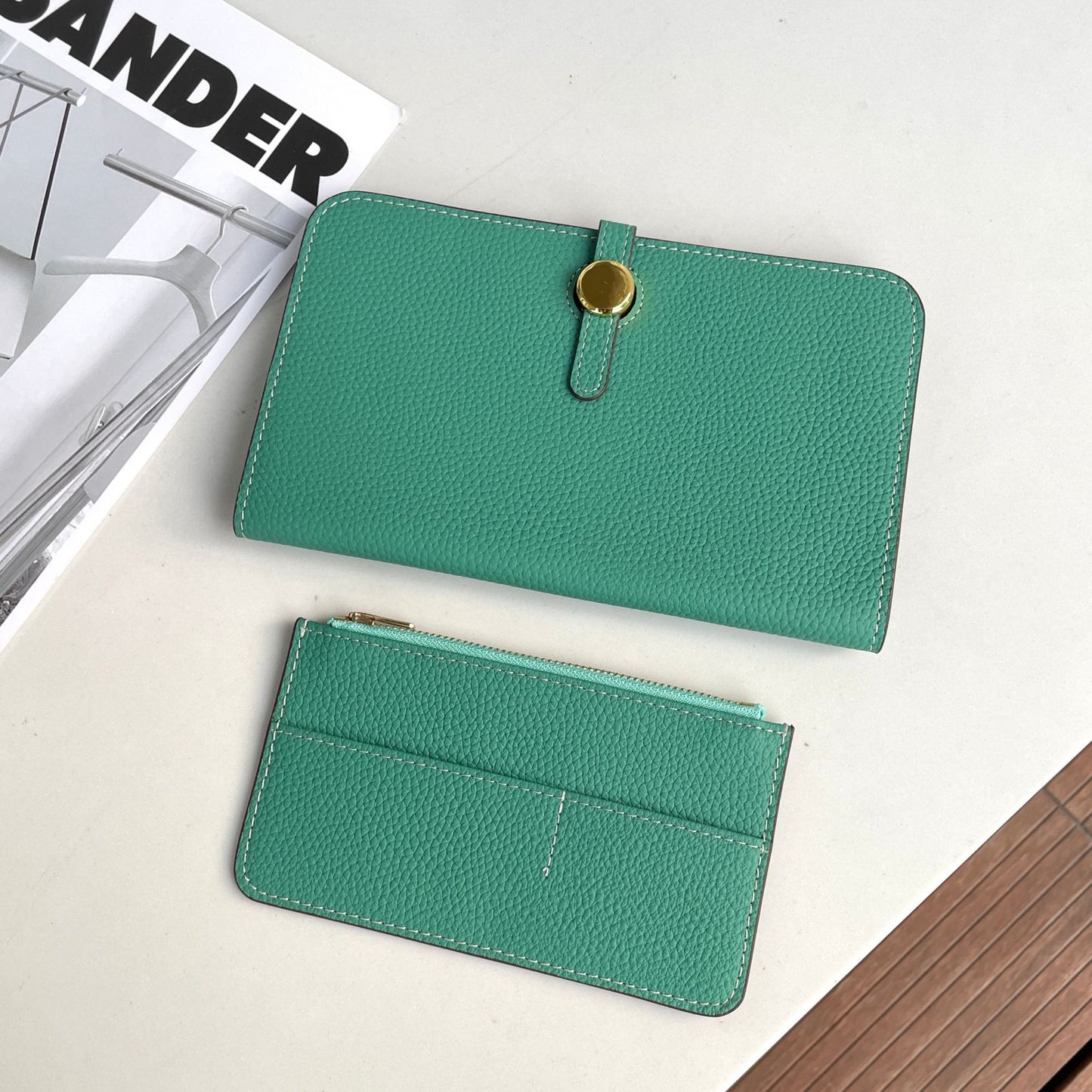 Women's Layer Cowhide Long Passport Folding Large Ladies Wallets