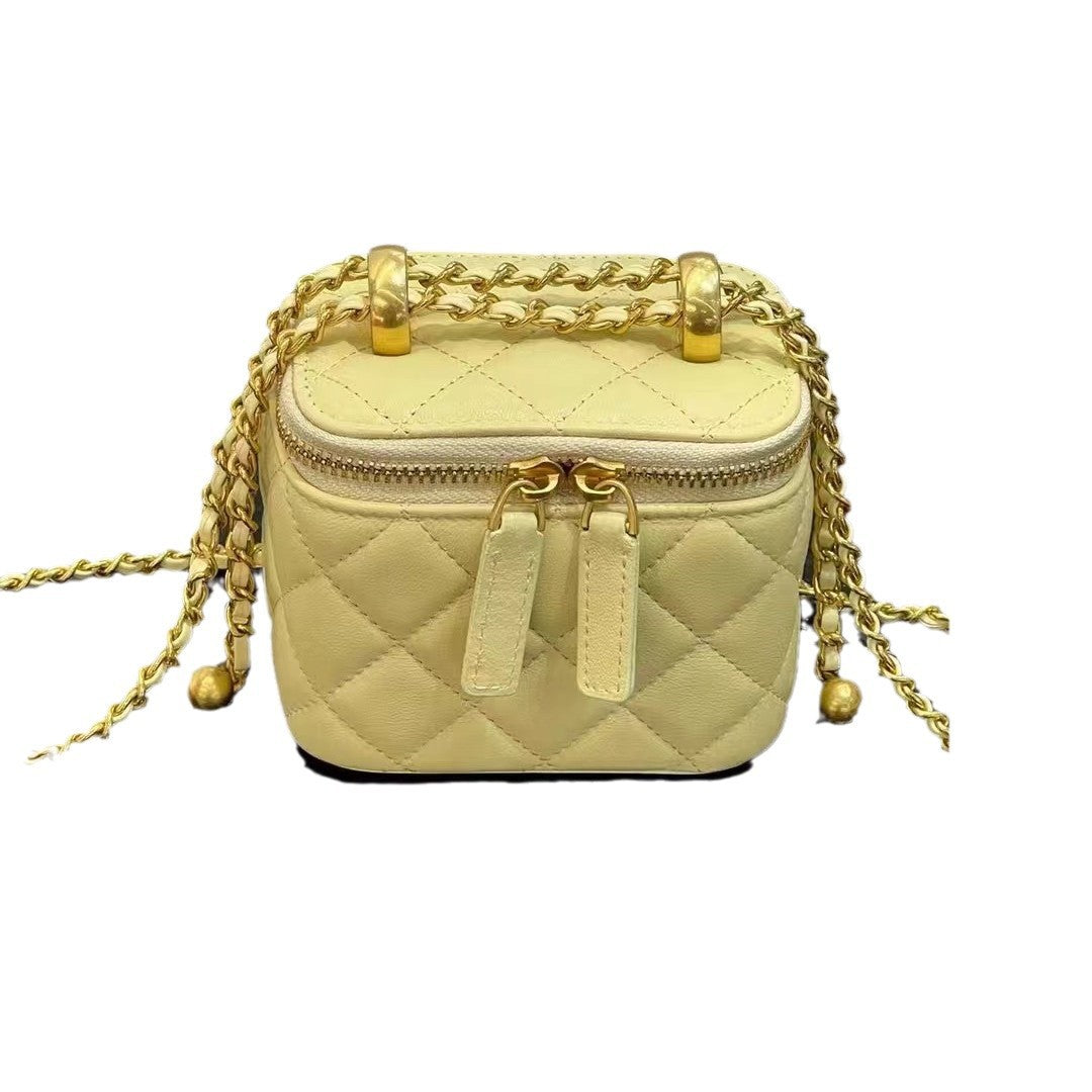 Sheepskin Classic Style Rhombus Chain Hand Carrying Double Crossbody Bags
