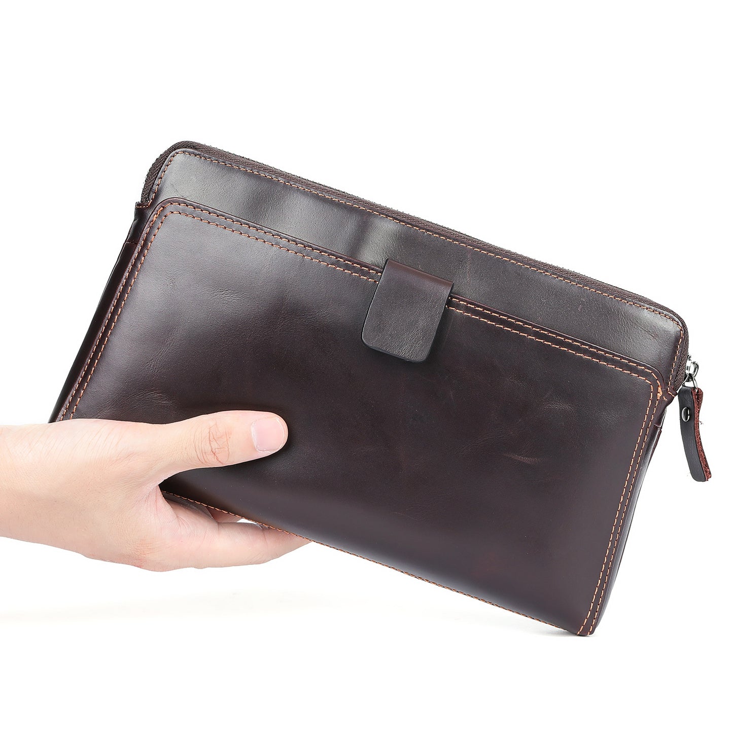 Men's Man First Layer Cowhide Business Clutch Purses