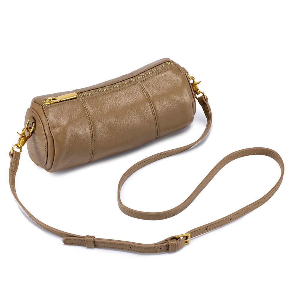 Women's Layer Leather Elegant Round Large Capacity Niche Bags