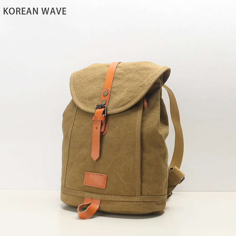 Women's & Men's & Canvas Leather For Solid Color Backpacks