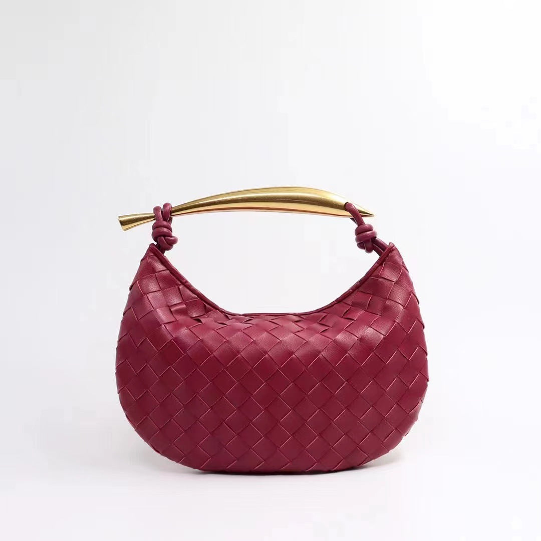 Pleated Cowhide Woven Large Capacity White Handbags