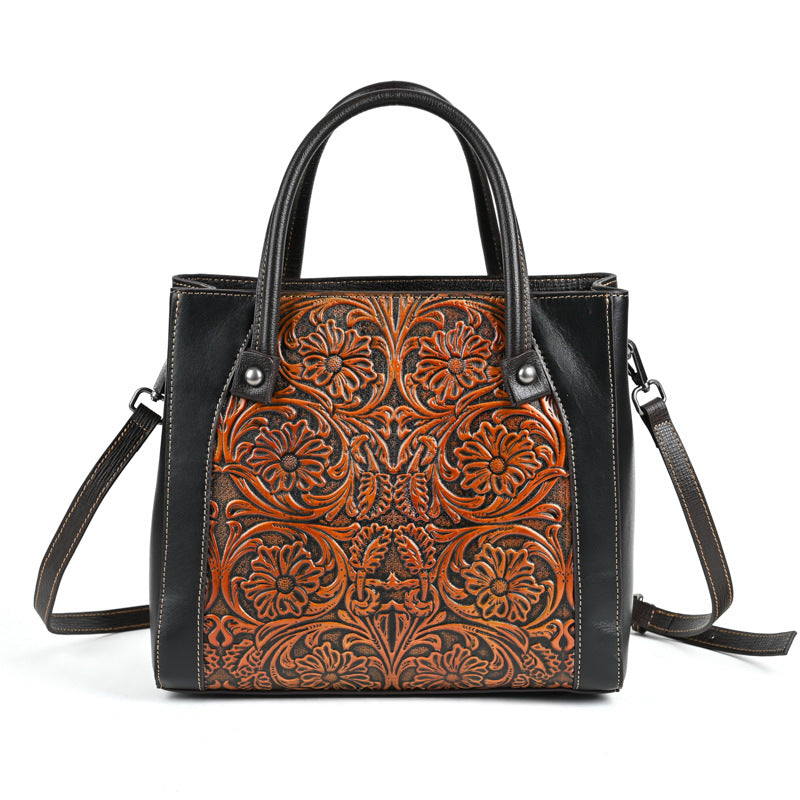 Women's Hand-rub Color Portable First Layer Cowhide Mother-in-law Foreskin Handbags