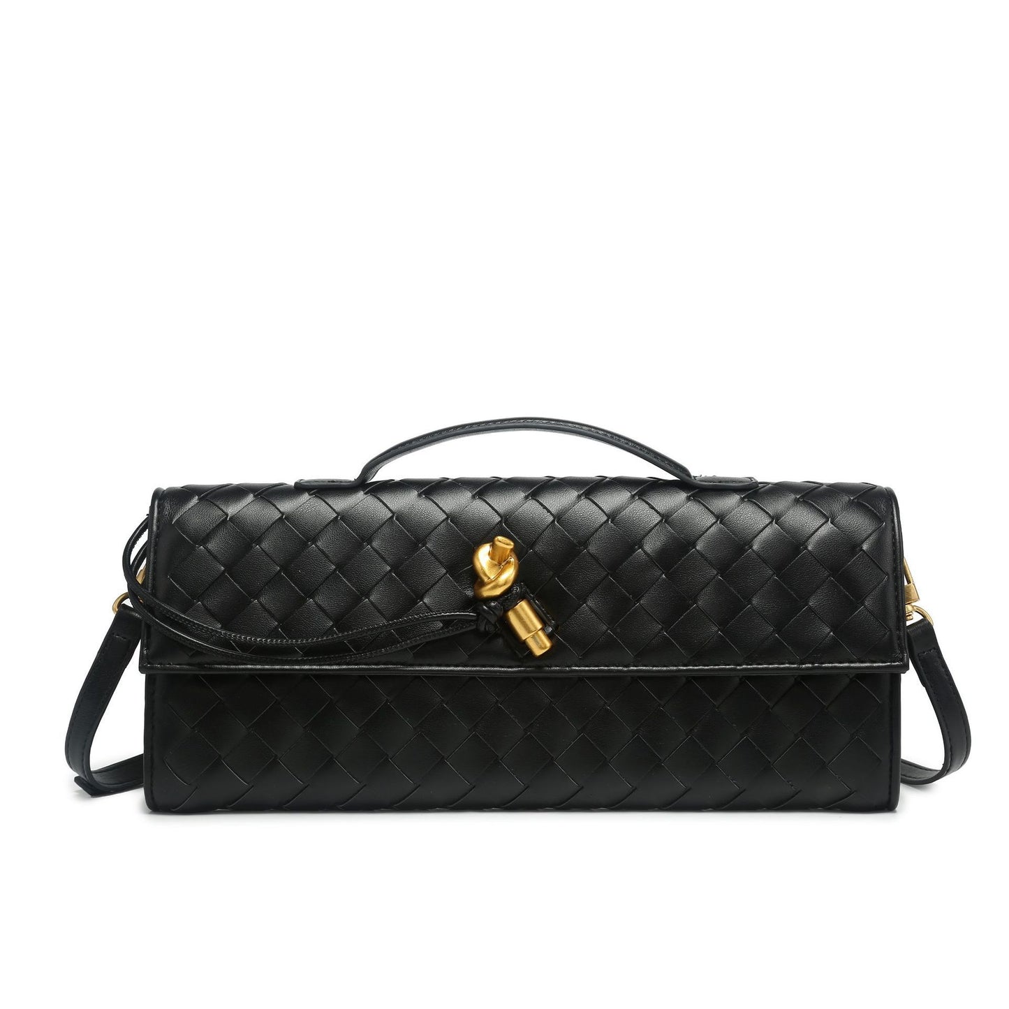 Woven Dinner Clutch Long Bolt Baguette Handbags