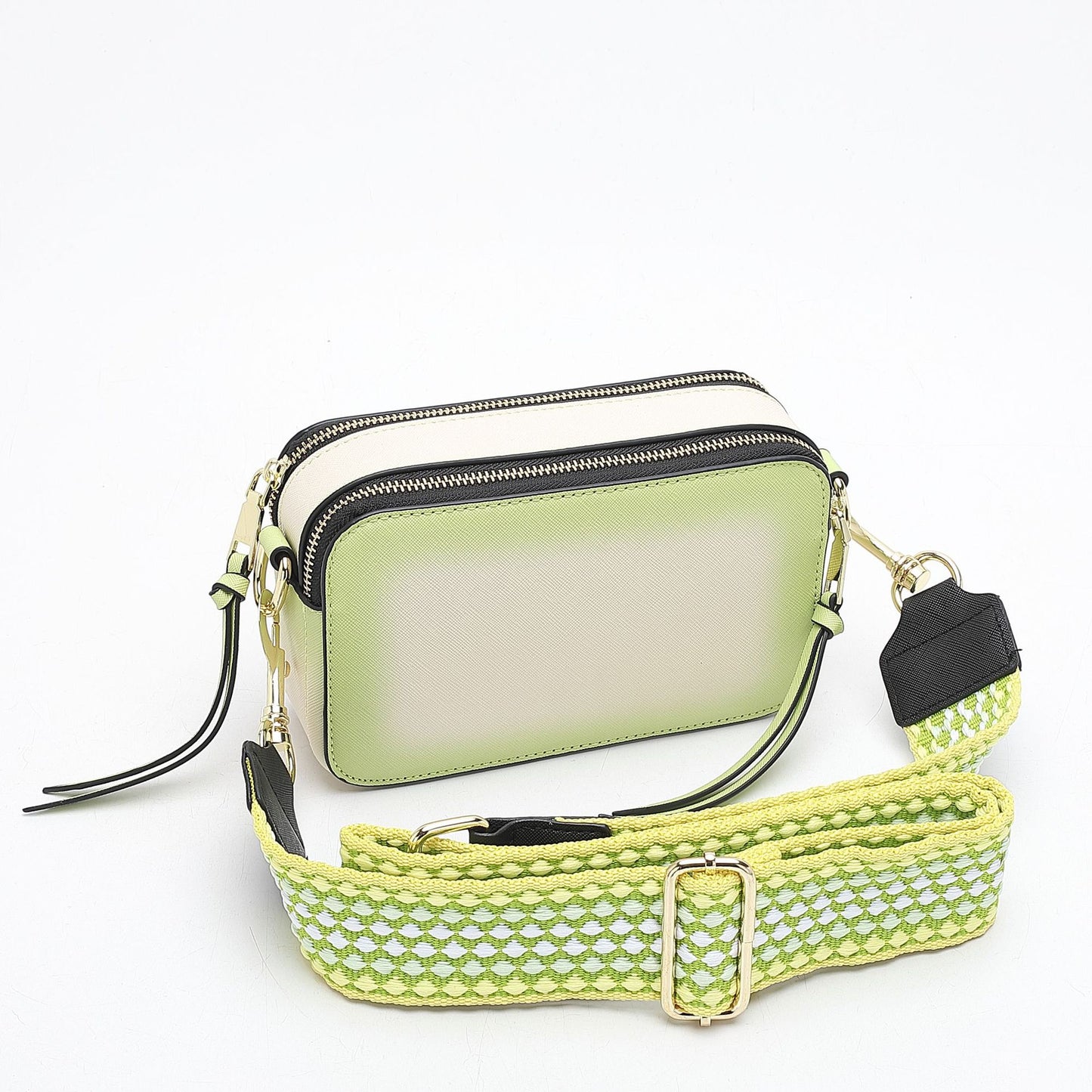 Women's Wide Strap Mark Double Zipper Classic Bags
