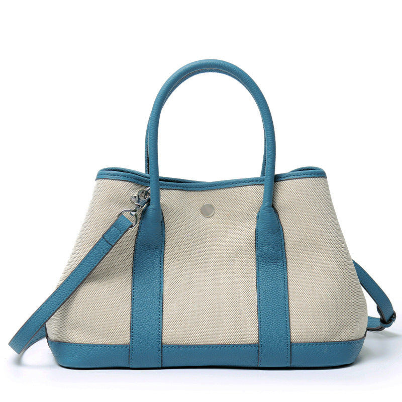 Women's First Layer Cowhide Real Leather Canvas Handbags