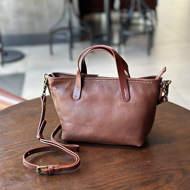 Women's Top Layer Cowhide Leather Mini Contrast Bags