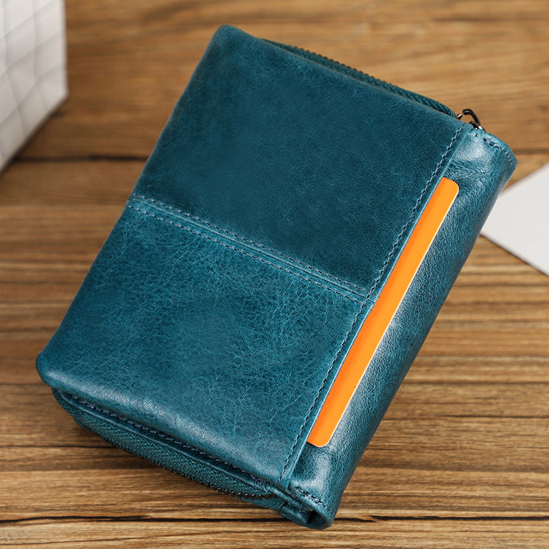 Women's Trendy Black Angel Cowhide Leather Ladies Wallets
