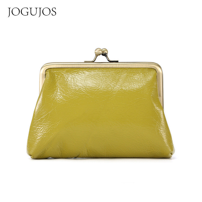Women's Genuine Leather Hasp Candy Color Storage Handbags