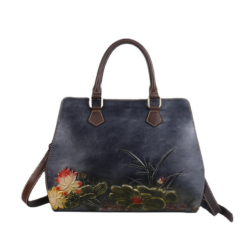 Women's First Layer Cowhide Retro Straight Hair Bags