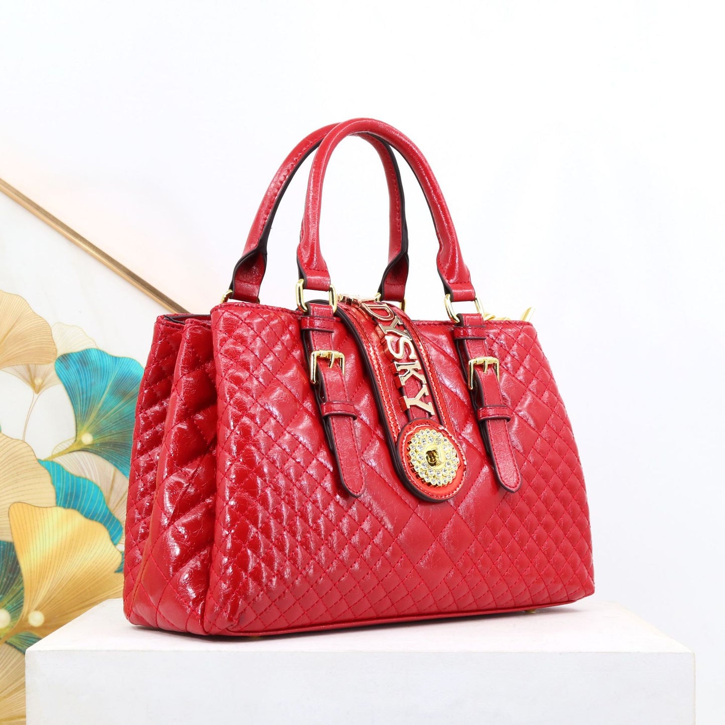 Women's Embroidery Thread Pu Leather Diamond Large Handbags