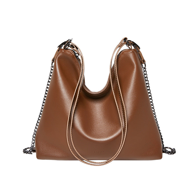 Women's Large Capacity Niche Commuter Soft Genuine Shoulder Bags