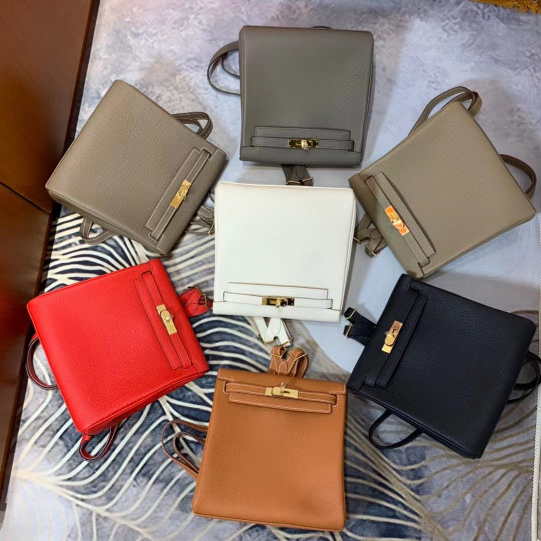 Women's Retro High-grade Kelly Genuine Leather Backpacks