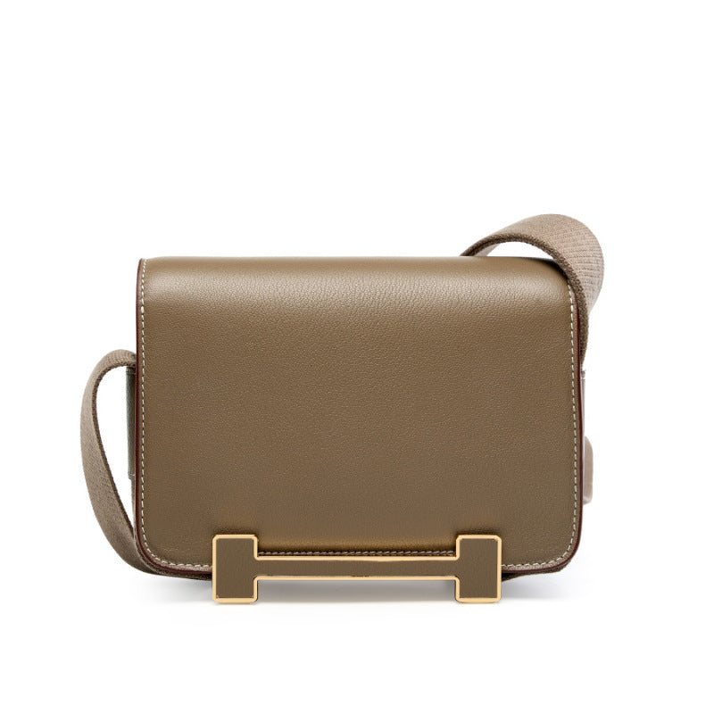 Women's Clogs Genuine Leather Wide Strap Stewardess Crossbody Bags