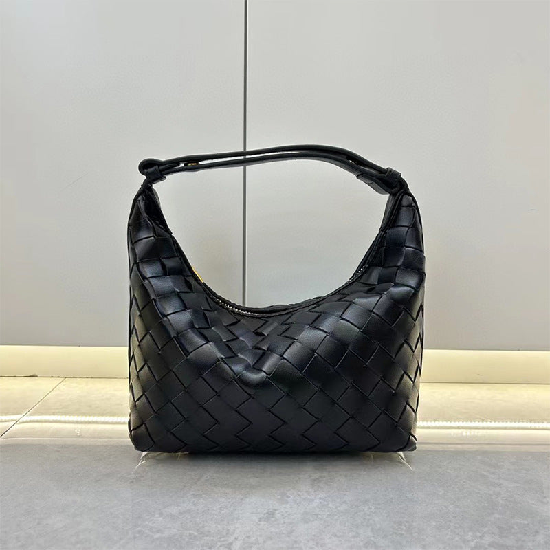Women's Lunch Box Underarm Genuine Leather Woven Handbags