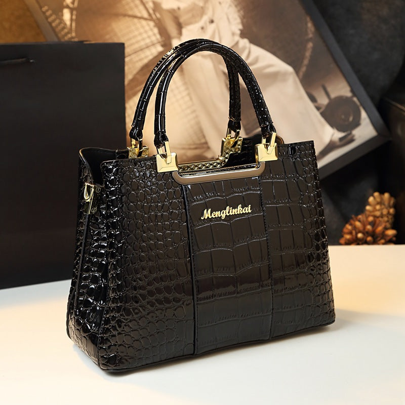 Summer Glossy Mother Fashion Crocodile Pattern Elegant Handbags