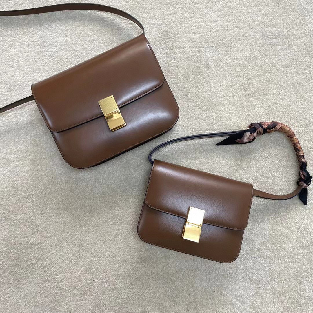 Women's Genuine Leather Tofu Stewardess Retro Simple Shoulder Bags